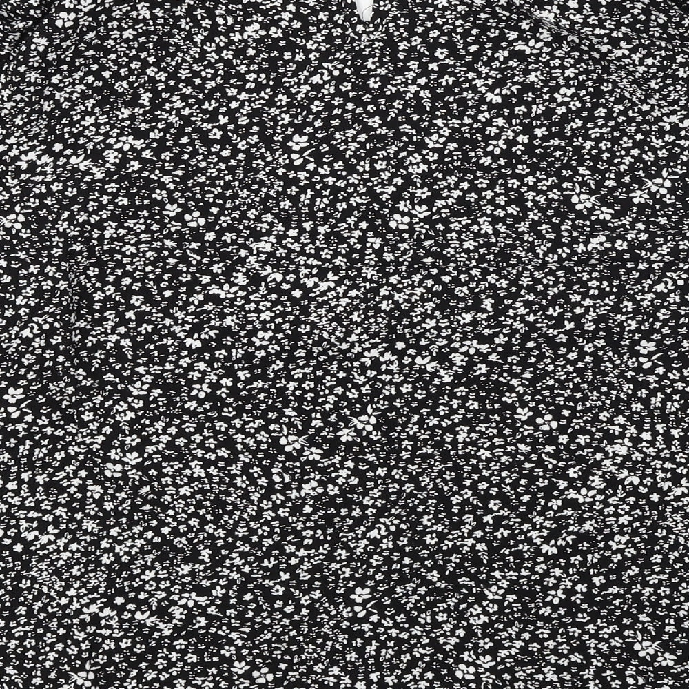 Papaya  Womens Black Floral  Basic T-Shirt Size 20