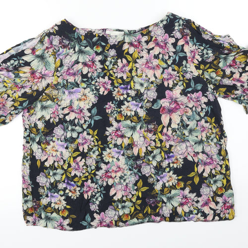 H&M  Womens Black Floral  Basic T-Shirt Size 14