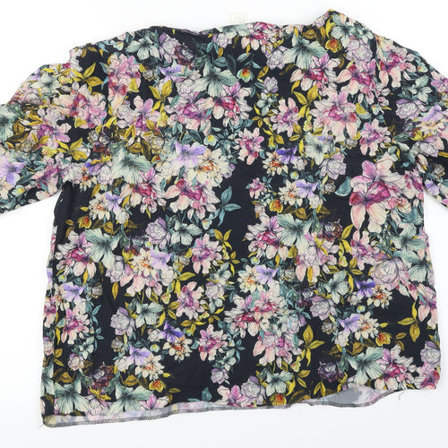 H&M  Womens Black Floral  Basic T-Shirt Size 14