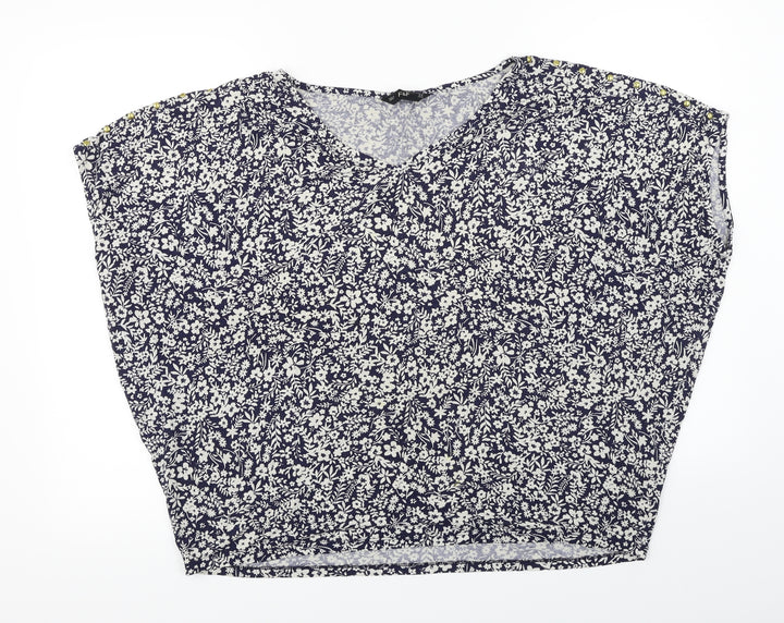 F&F Womens Blue Floral Basic Blouse Size 18