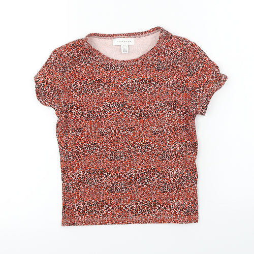 Topshop  Womens Red Animal Print  Basic T-Shirt Size 6