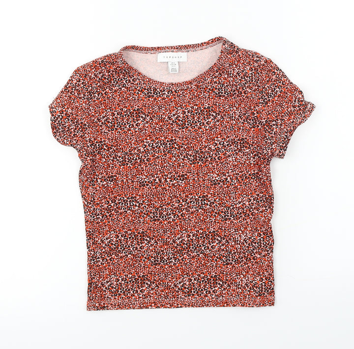 Topshop  Womens Red Animal Print  Basic T-Shirt Size 6