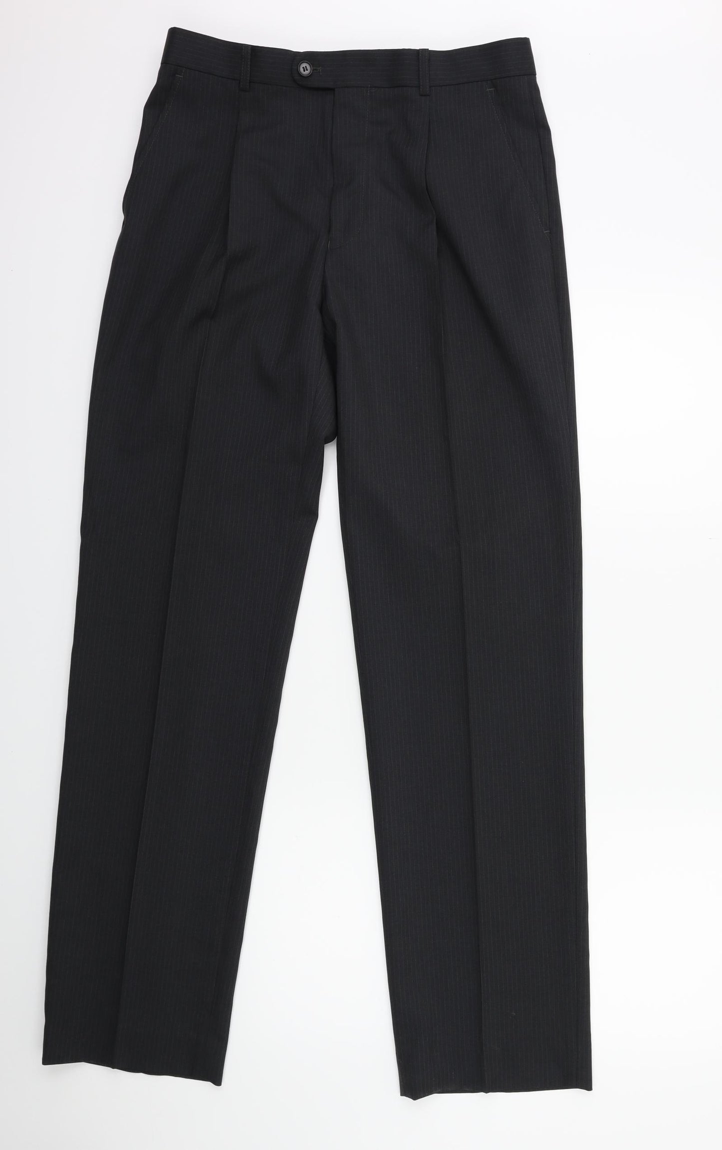 Preworn Mens Green Striped  Dress Pants Trousers Size 32 in L33 in