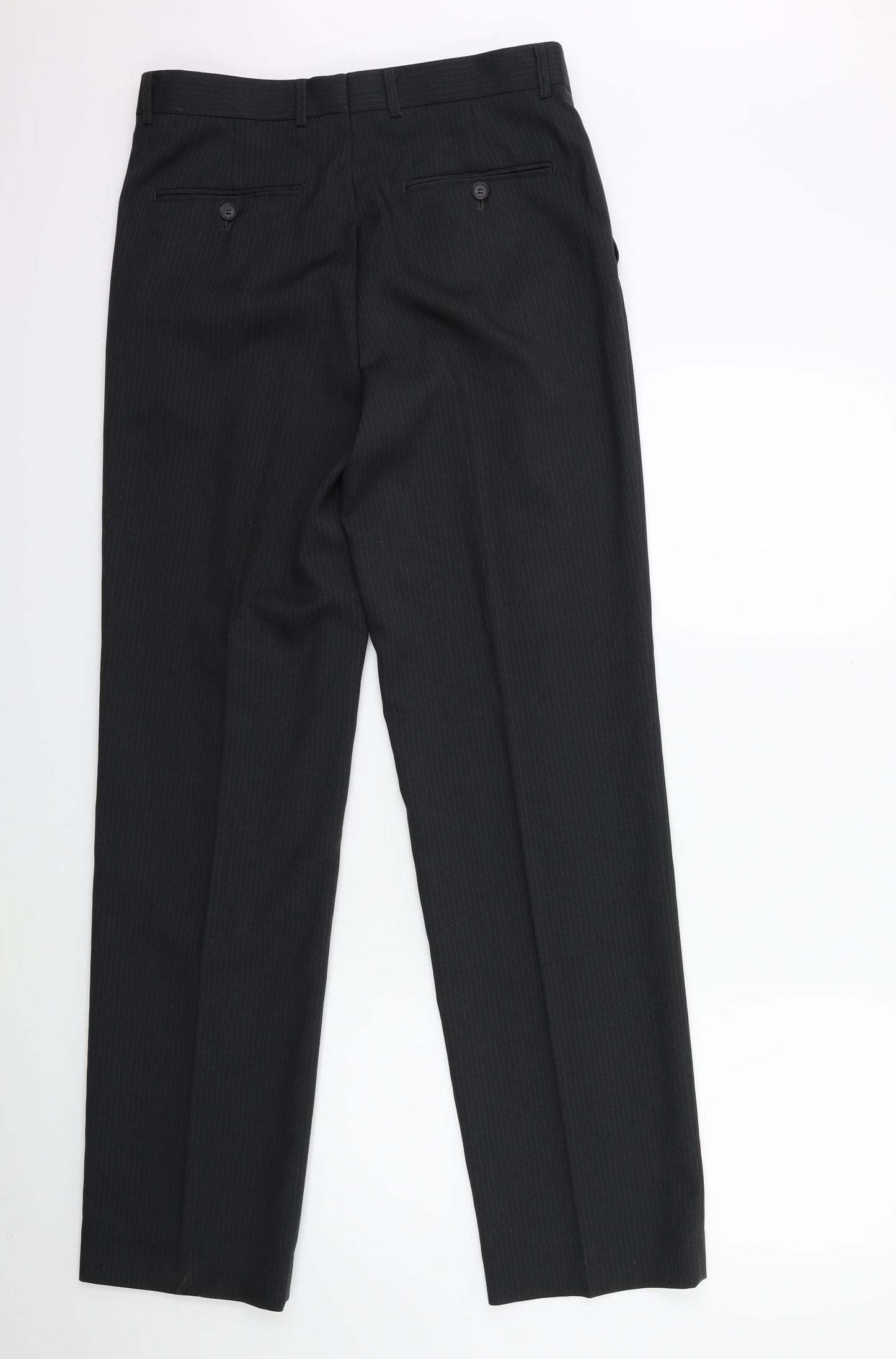 Preworn Mens Green Striped  Dress Pants Trousers Size 32 in L33 in