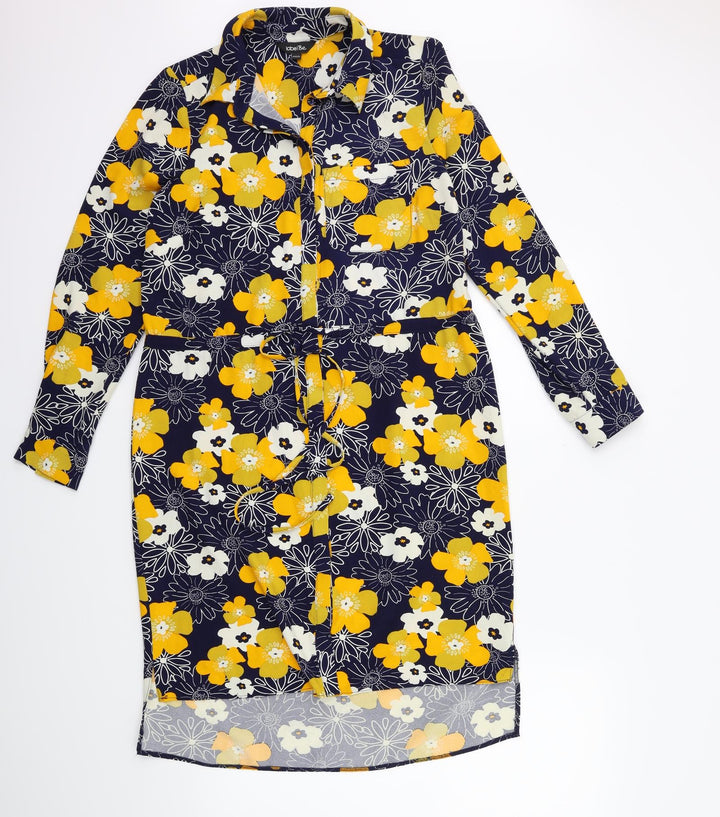 label be Womens Blue Floral Shift Size 10