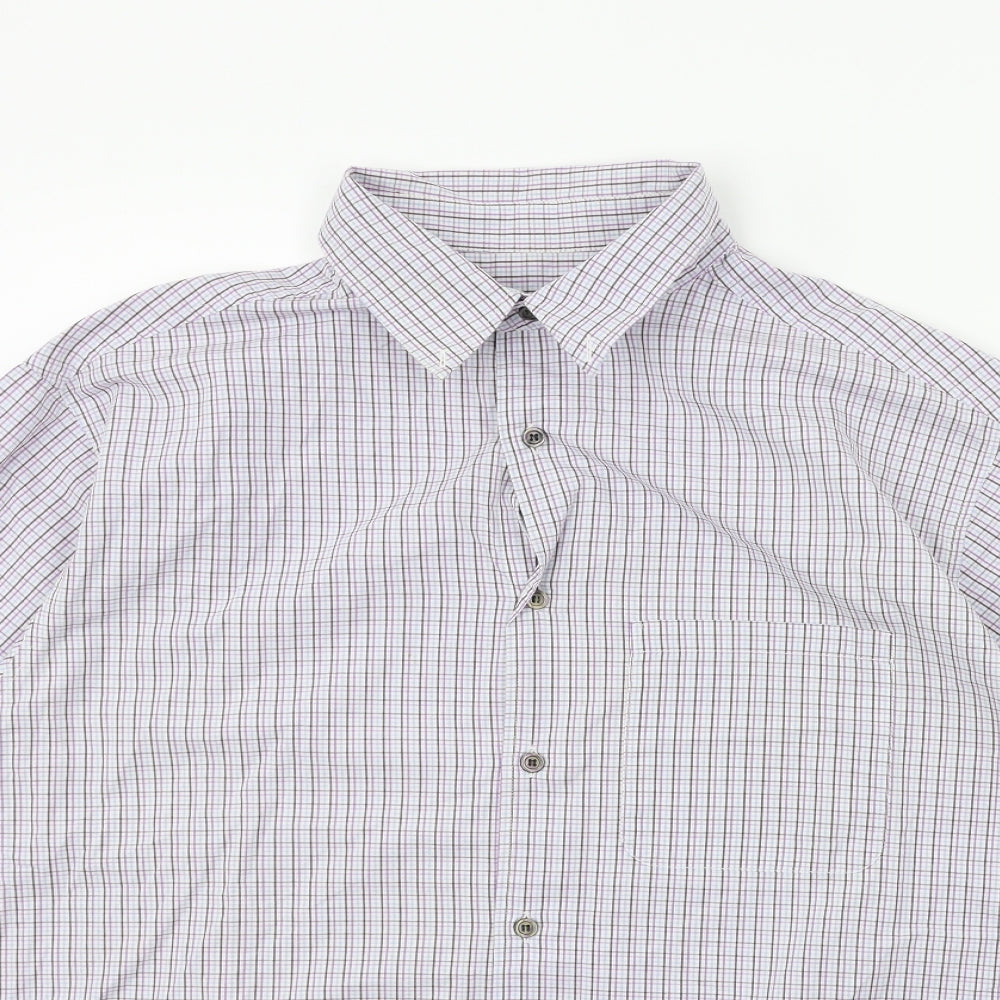 NEXT Mens Purple Check   Button-Up Size XL