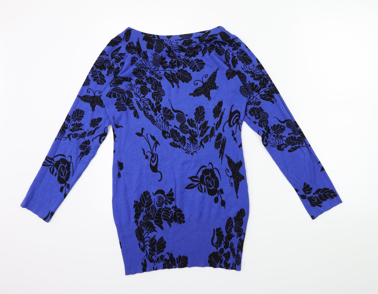 IZABEL Womens Black Floral Knit Pullover Jumper Size 12