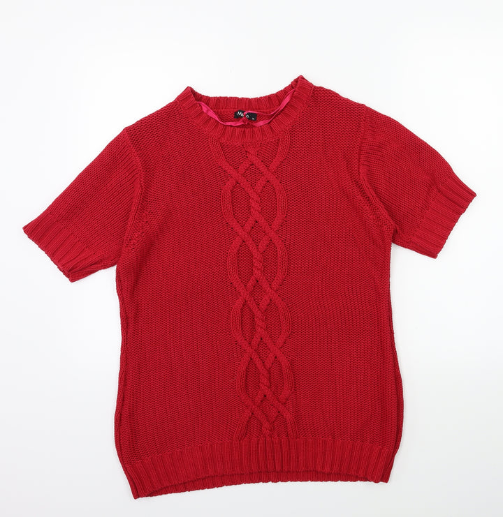 M&Co Womens Red Knit Pullover Jumper Size XL