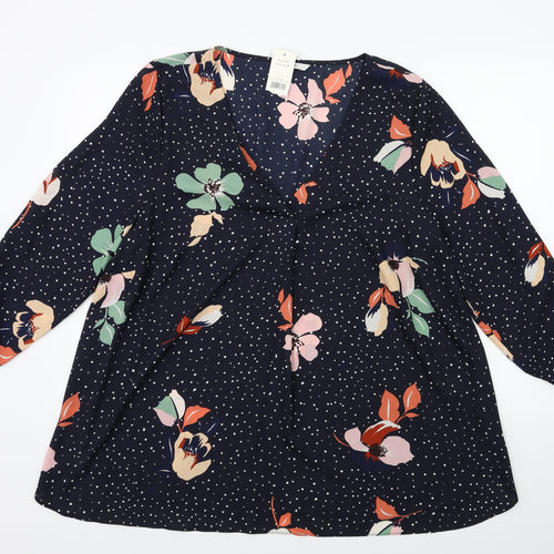 George Womens Blue Floral  Basic Blouse Size 20