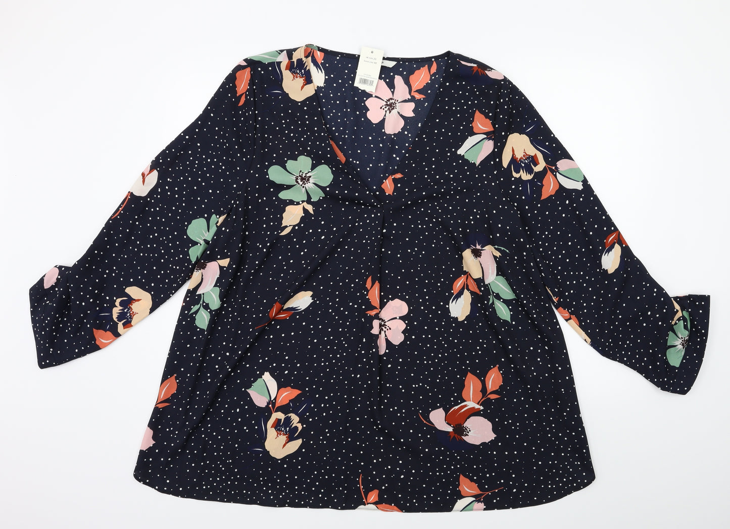 George Womens Blue Floral  Basic Blouse Size 20