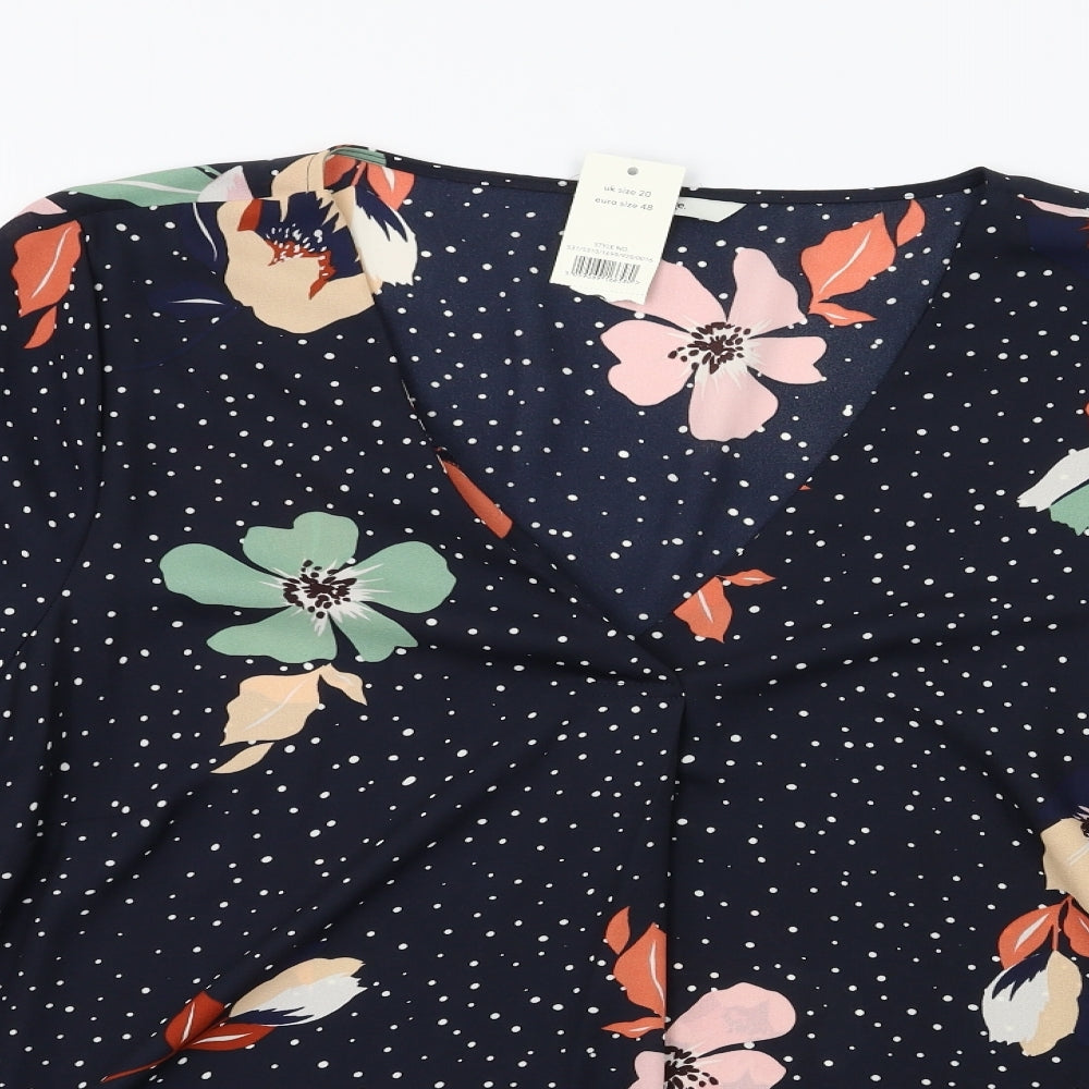 George Womens Blue Floral  Basic Blouse Size 20