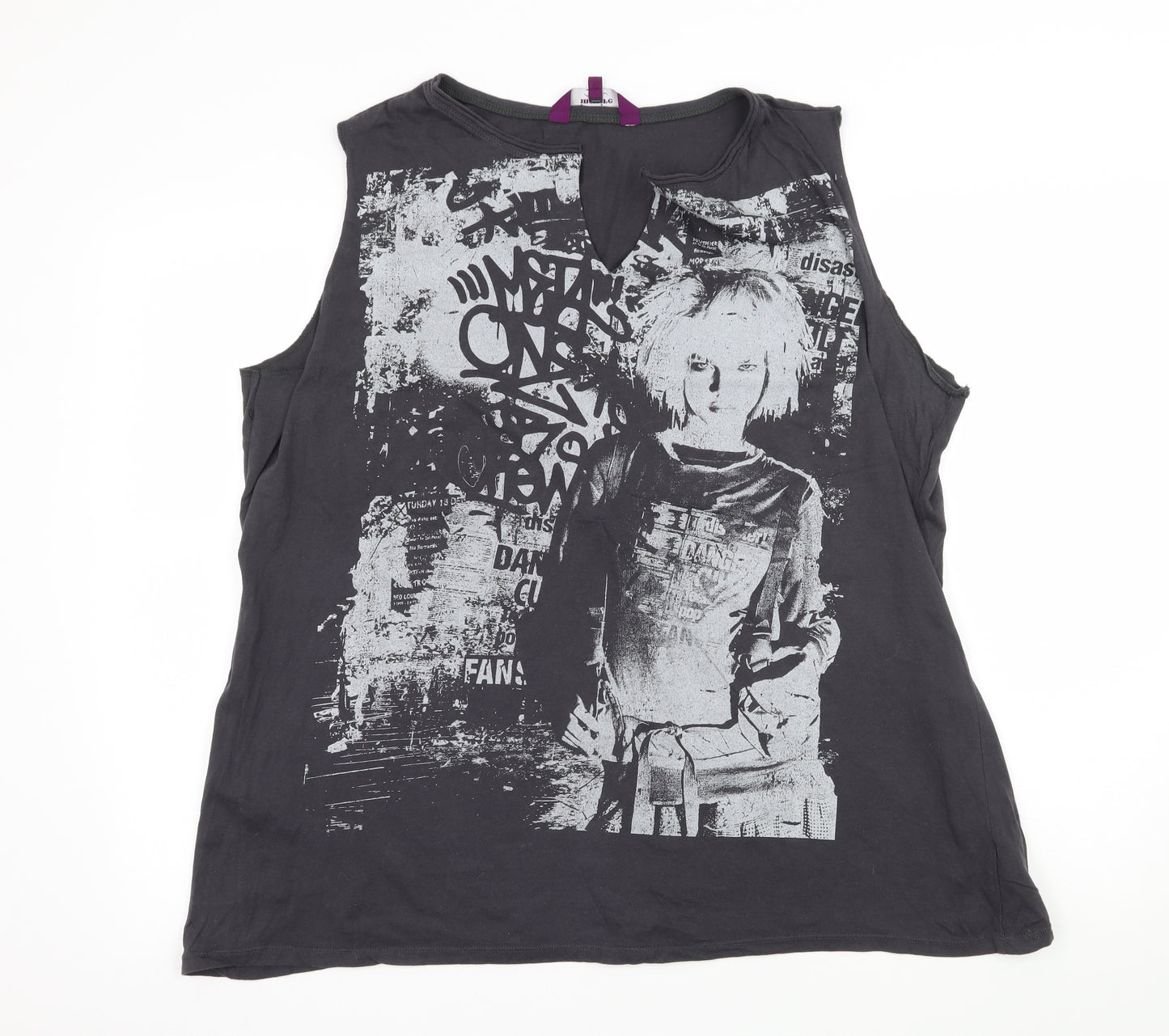 New Look Womens Grey  Jersey Basic T-Shirt Size 24  - Punk Girl