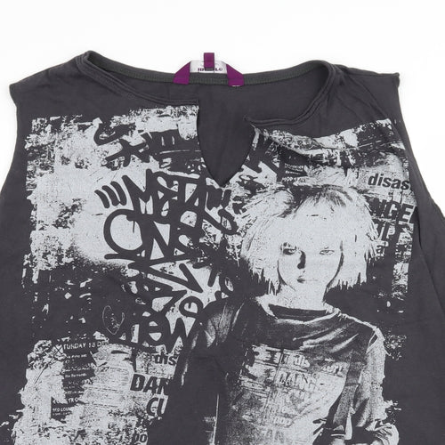 New Look Womens Grey  Jersey Basic T-Shirt Size 24  - Punk Girl