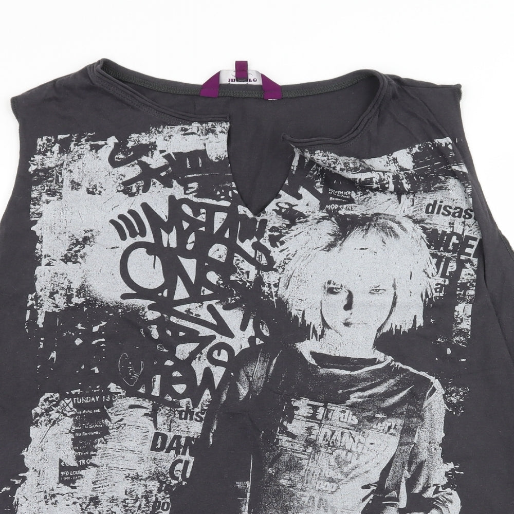New Look Womens Grey  Jersey Basic T-Shirt Size 24  - Punk Girl