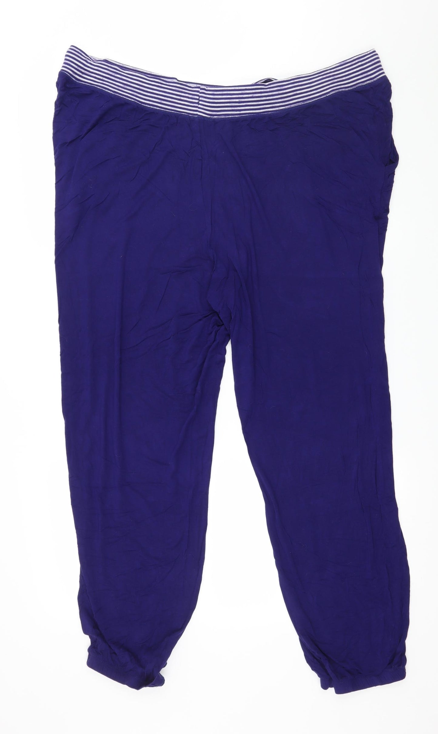 Marks and Spencer Womens Blue Striped Jersey Capri Pyjama Pants Size 22