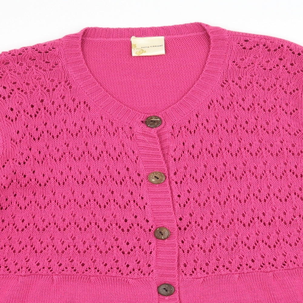 BEING CASUAL  Womens Pink  Knit Cape Jumper Size 16