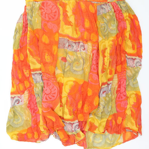 Preworn Womens Orange Geometric  Flare Skirt Size 42 in