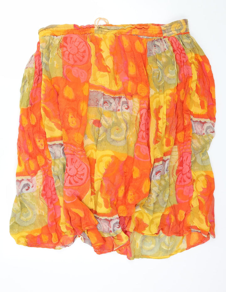 Preworn Womens Orange Geometric Flare Skirt Size 42 in