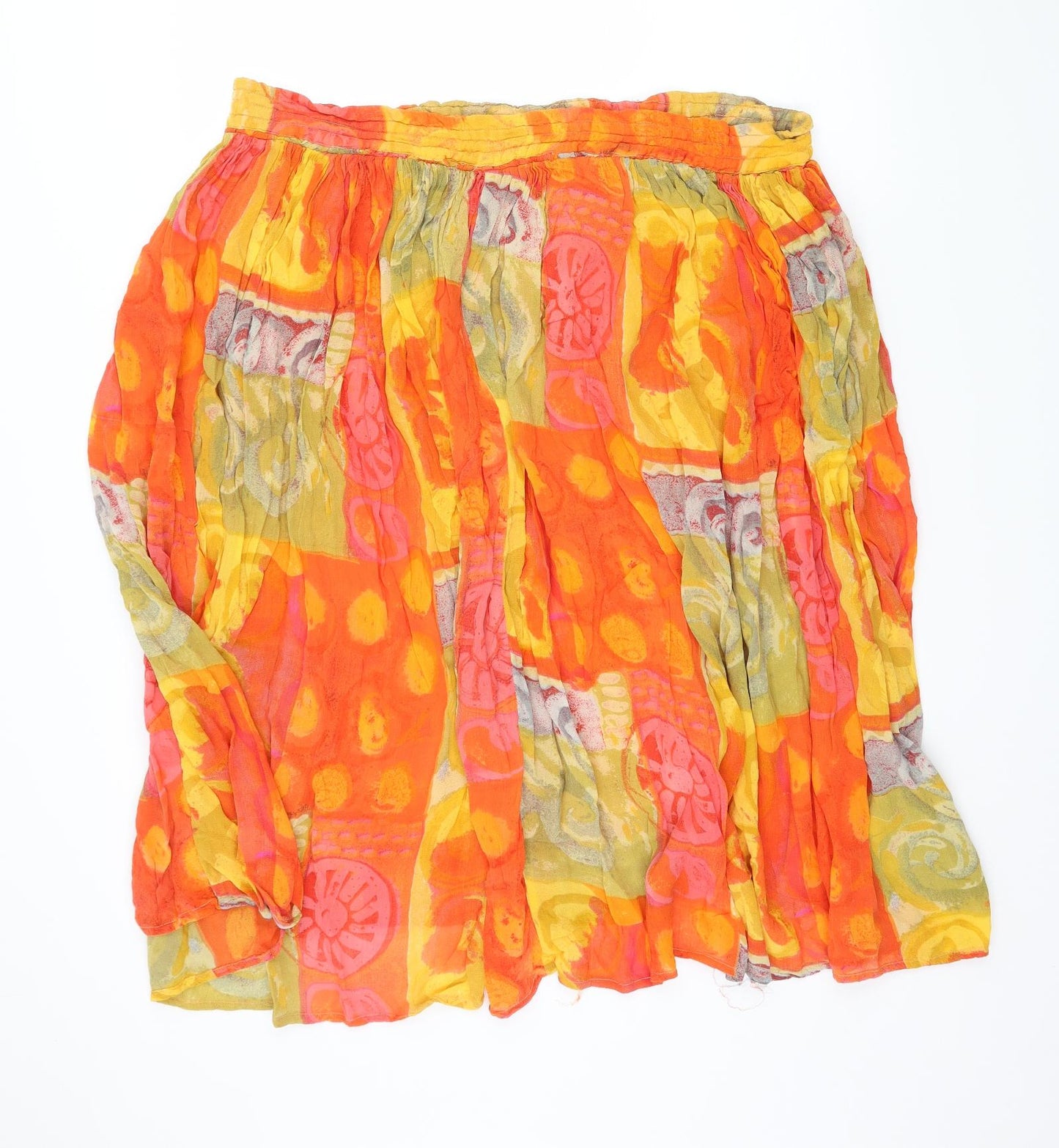 Preworn Womens Orange Geometric  Flare Skirt Size 42 in