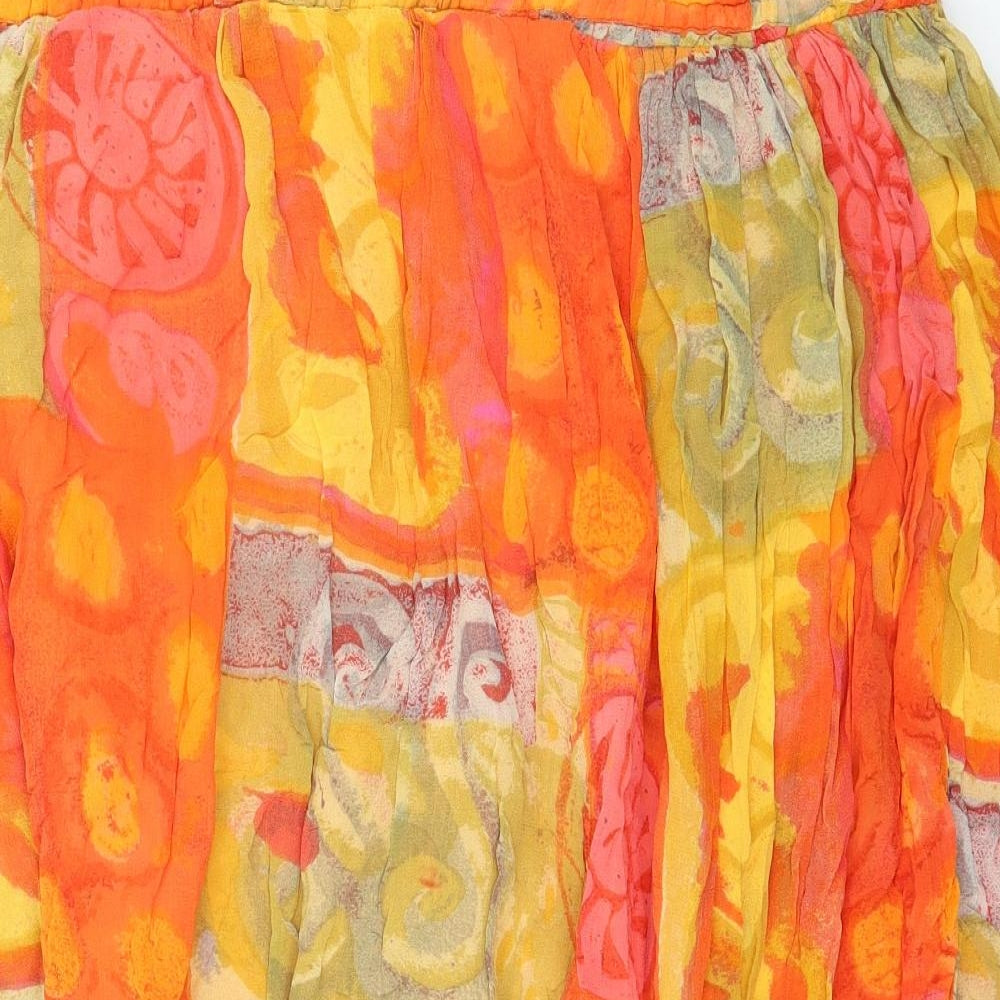 Preworn Womens Orange Geometric  Flare Skirt Size 42 in