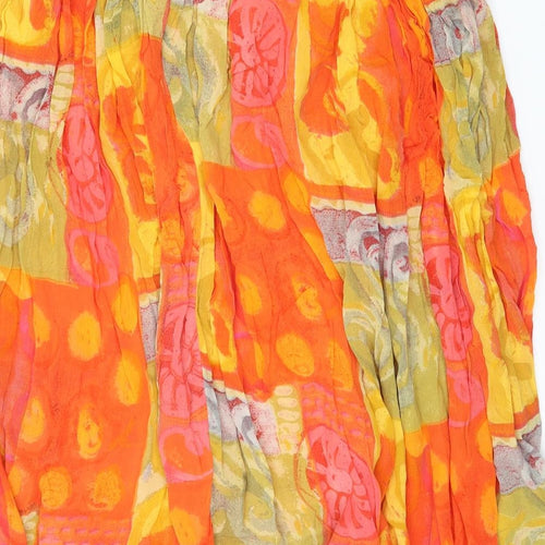 Preworn Womens Orange Geometric  Flare Skirt Size 42 in