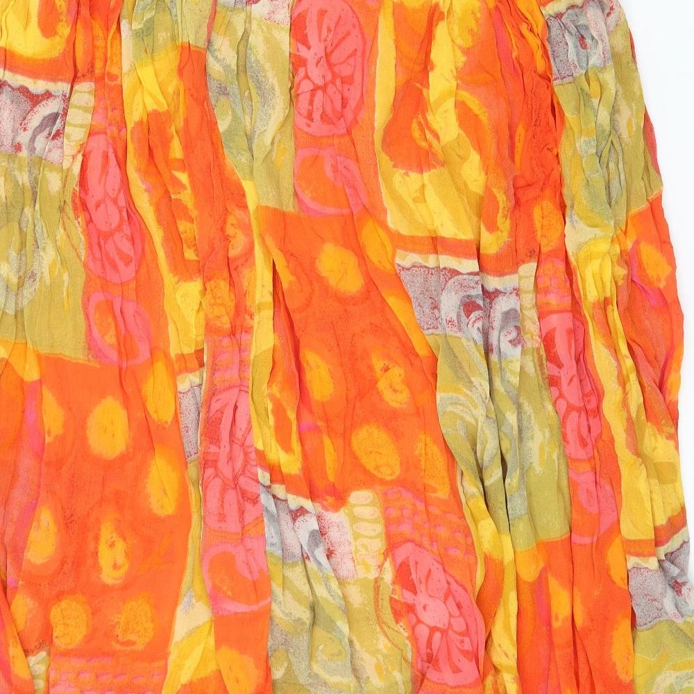 Preworn Womens Orange Geometric  Flare Skirt Size 42 in