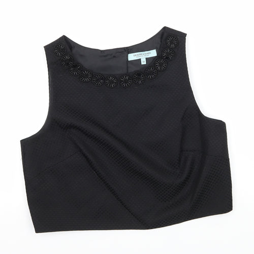 Dickins & Jones  Womens Black  Satin Basic Blouse Size 10  - open back