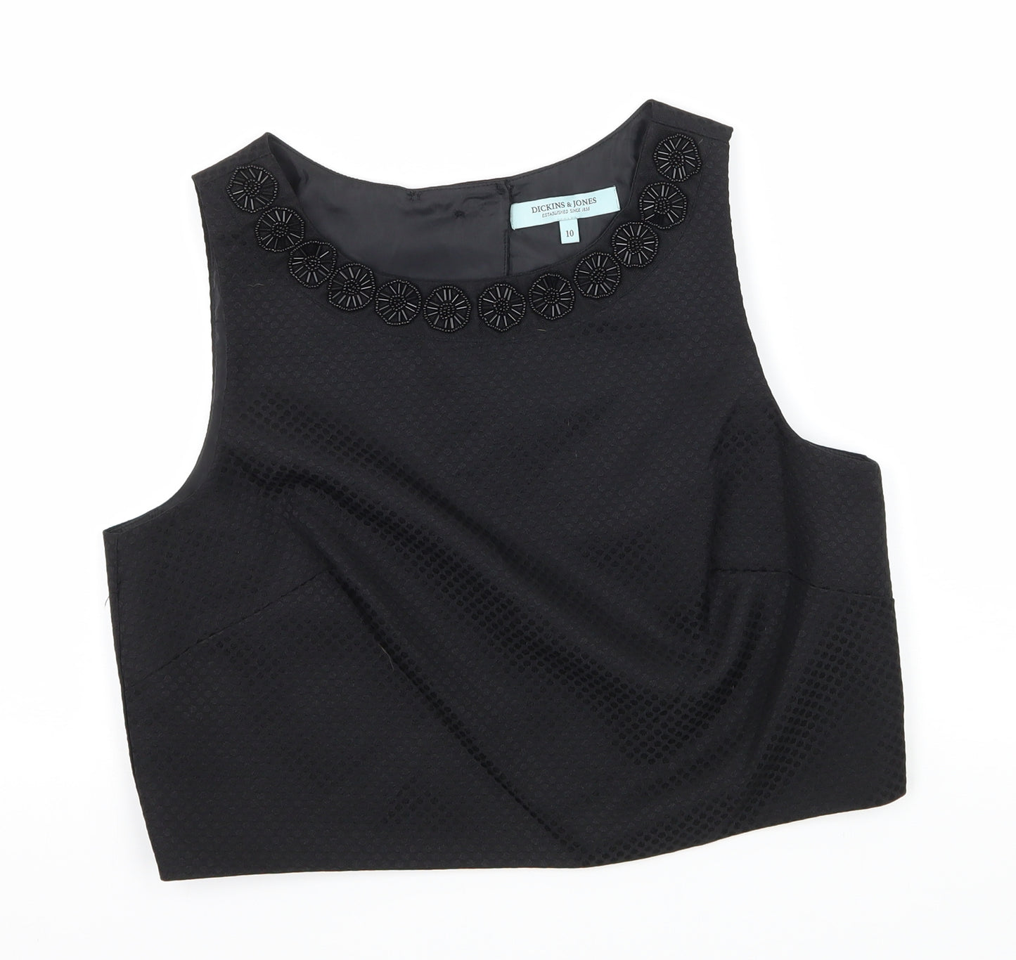 Dickins & Jones  Womens Black  Satin Basic Blouse Size 10  - open back