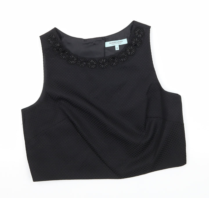 Dickins & Jones  Womens Black  Satin Basic Blouse Size 10  - open back