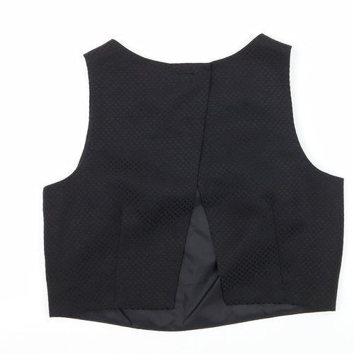 Dickins & Jones  Womens Black  Satin Basic Blouse Size 10  - open back