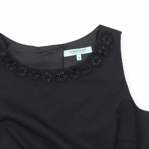 Dickins & Jones  Womens Black  Satin Basic Blouse Size 10  - open back