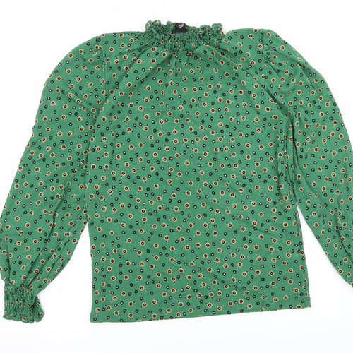 River Island Womens Green Floral Jersey Basic T-Shirt Size 6