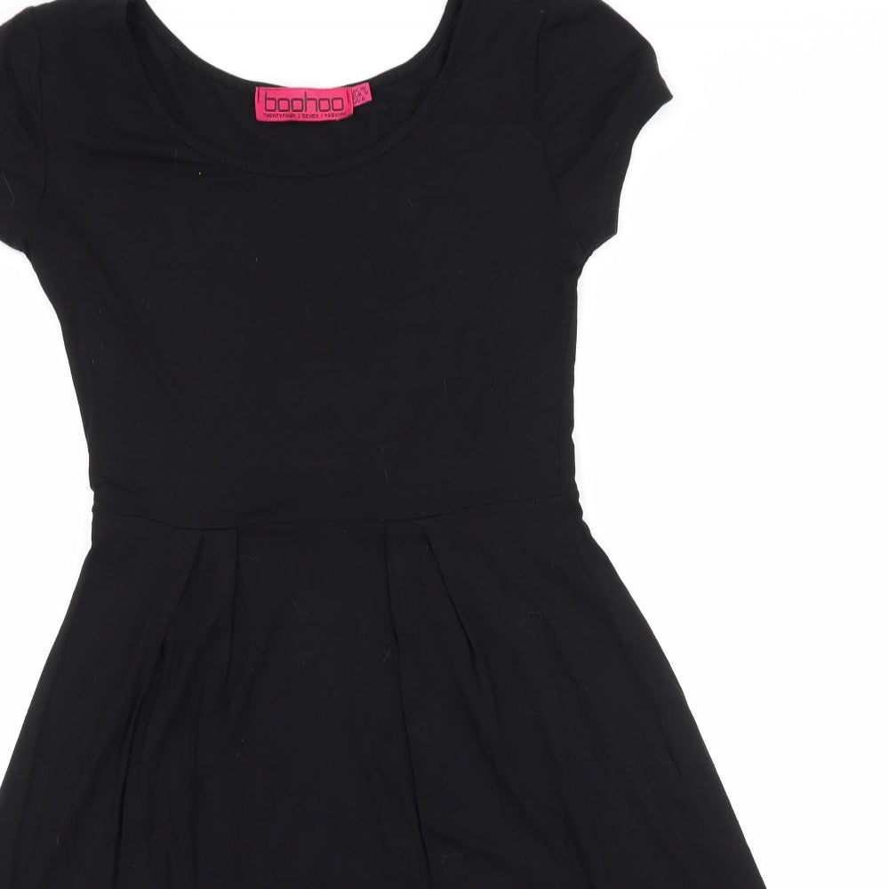 Boohoo Womens Black  Jersey Skater Dress  Size 10
