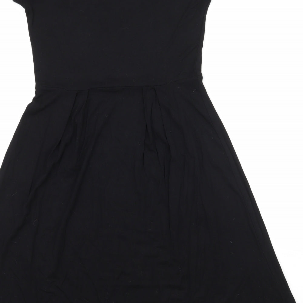 Boohoo Womens Black  Jersey Skater Dress  Size 10