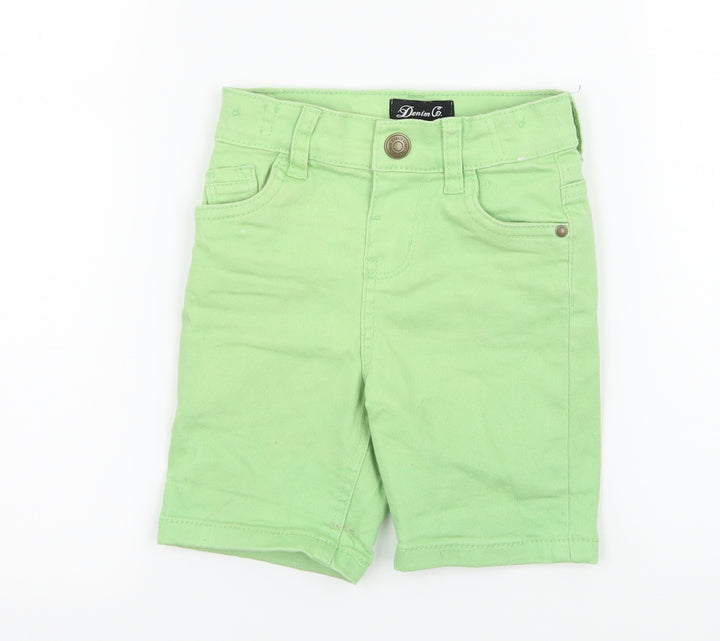 Denim & Co. Boys Green Denim Cargo Jeans Size 12-18 Months