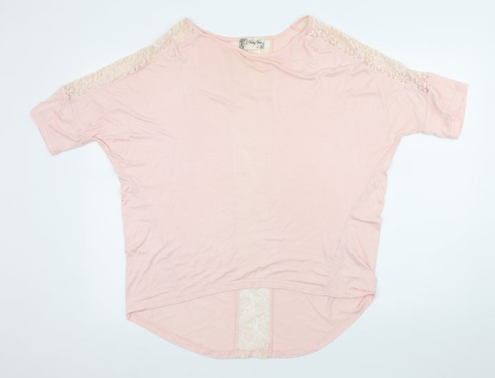 Voulez-Vous Womens Pink  Jersey Basic T-Shirt Size M