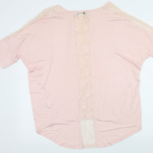 Voulez-Vous Womens Pink  Jersey Basic T-Shirt Size M