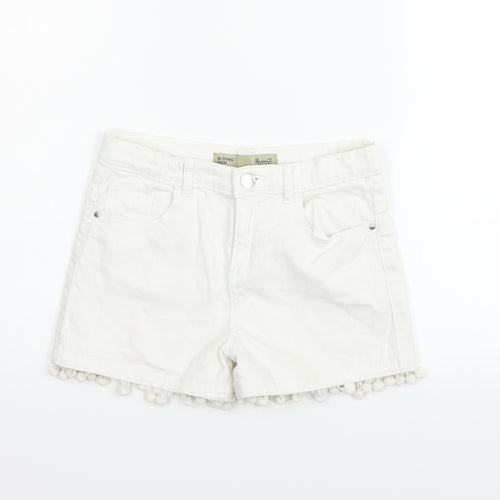 deniem & co Girls White Houndstooth  Hot Pants Shorts Size 10-11 Years