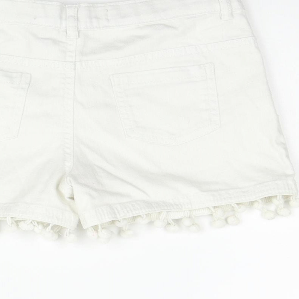 deniem & co Girls White Houndstooth  Hot Pants Shorts Size 10-11 Years