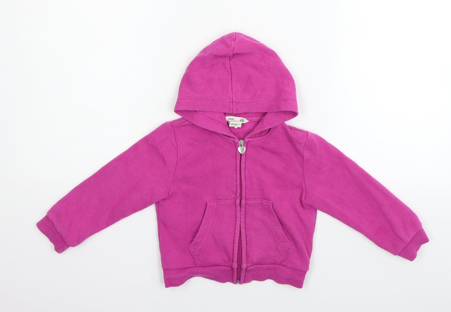 H&M Girls Pink   Full Zip Jumper Size 3-4 Years
