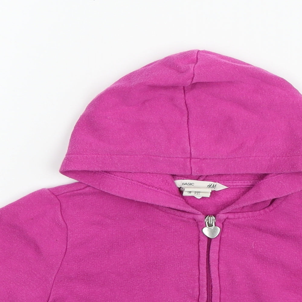 H&M Girls Pink   Full Zip Jumper Size 3-4 Years