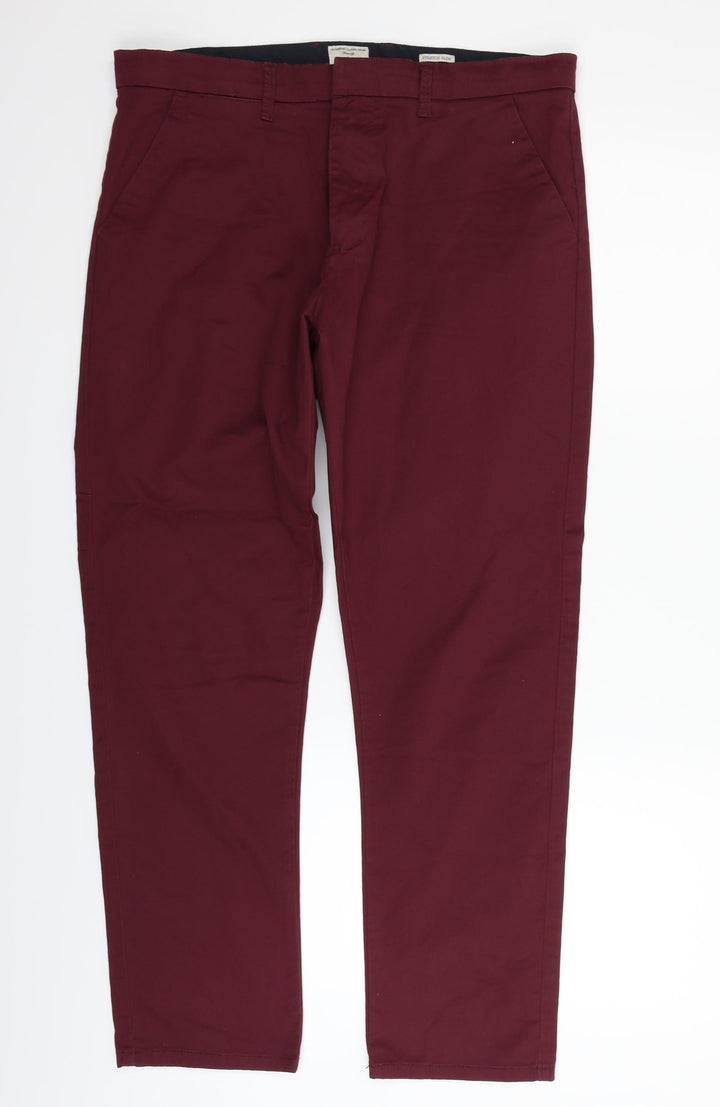 Matalan Womens Red Houndstooth Trousers Size 34 in L30 in