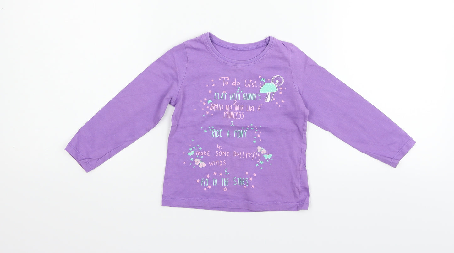 Mothercare Girls Purple   Basic T-Shirt Size 12-18 Months