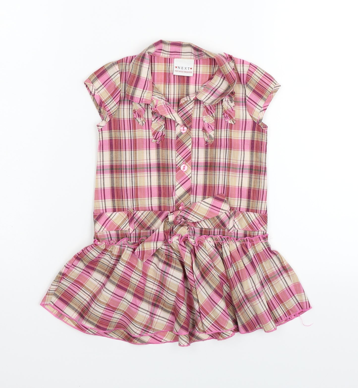 NEXT Girls Pink Check  Fit & Flare  Size 9-12 Months