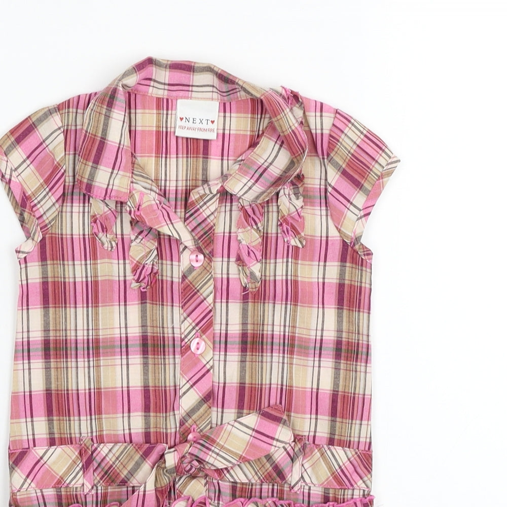 NEXT Girls Pink Check  Fit & Flare  Size 9-12 Months