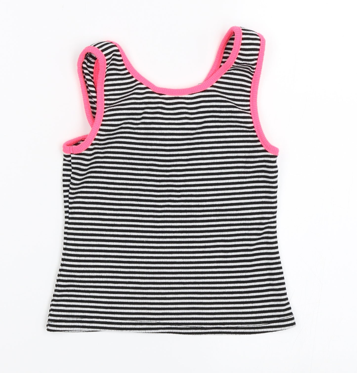 Miss Evie Girls Black Striped  Basic Tank Size 9-10 Years