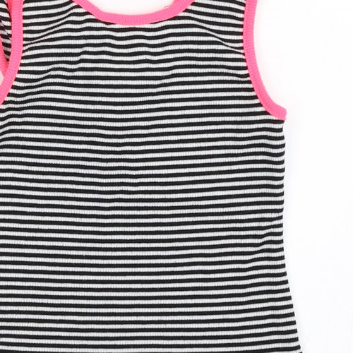 Miss Evie Girls Black Striped  Basic Tank Size 9-10 Years