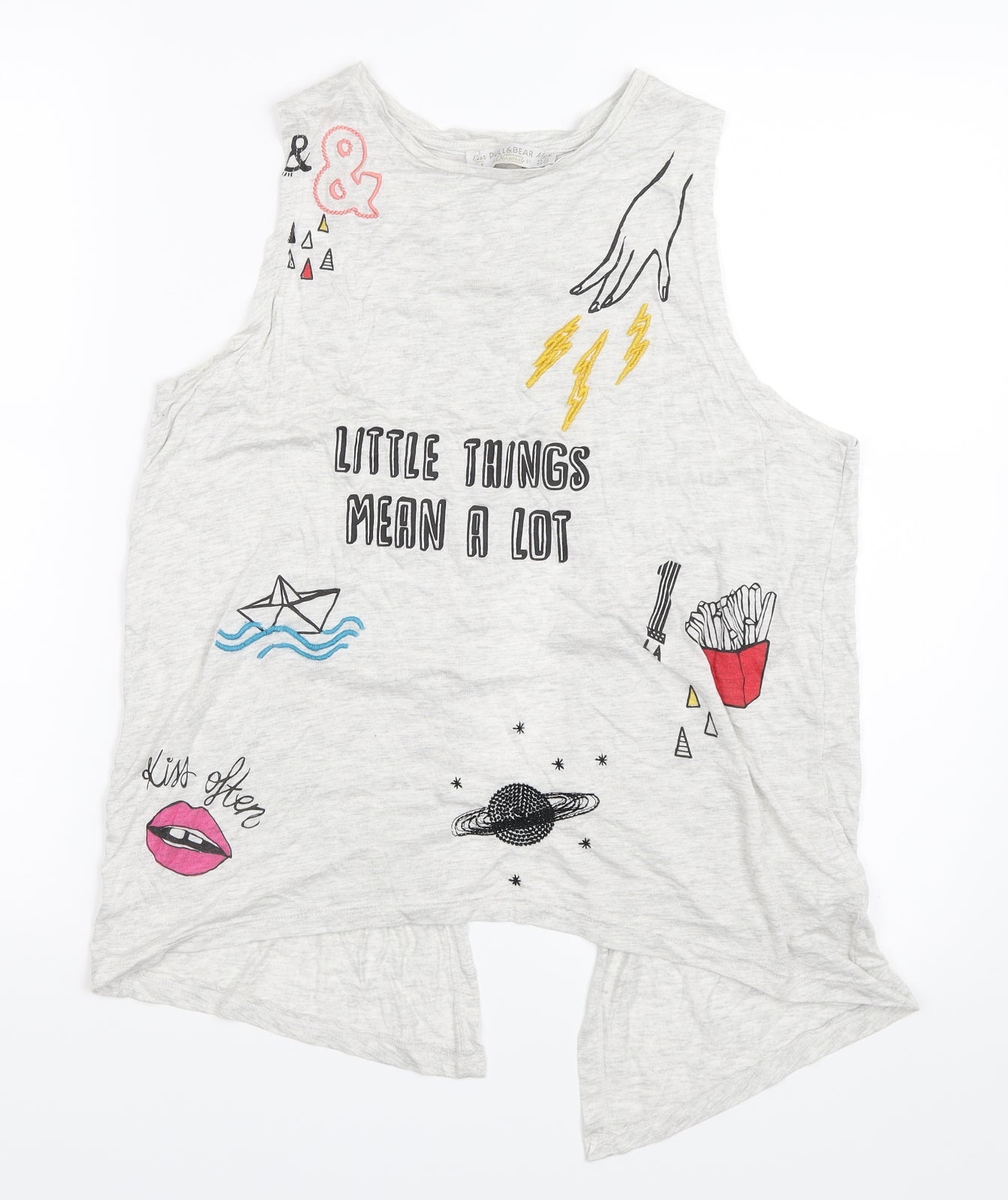 Pull&Bear Womens Grey   Basic Tank Size M