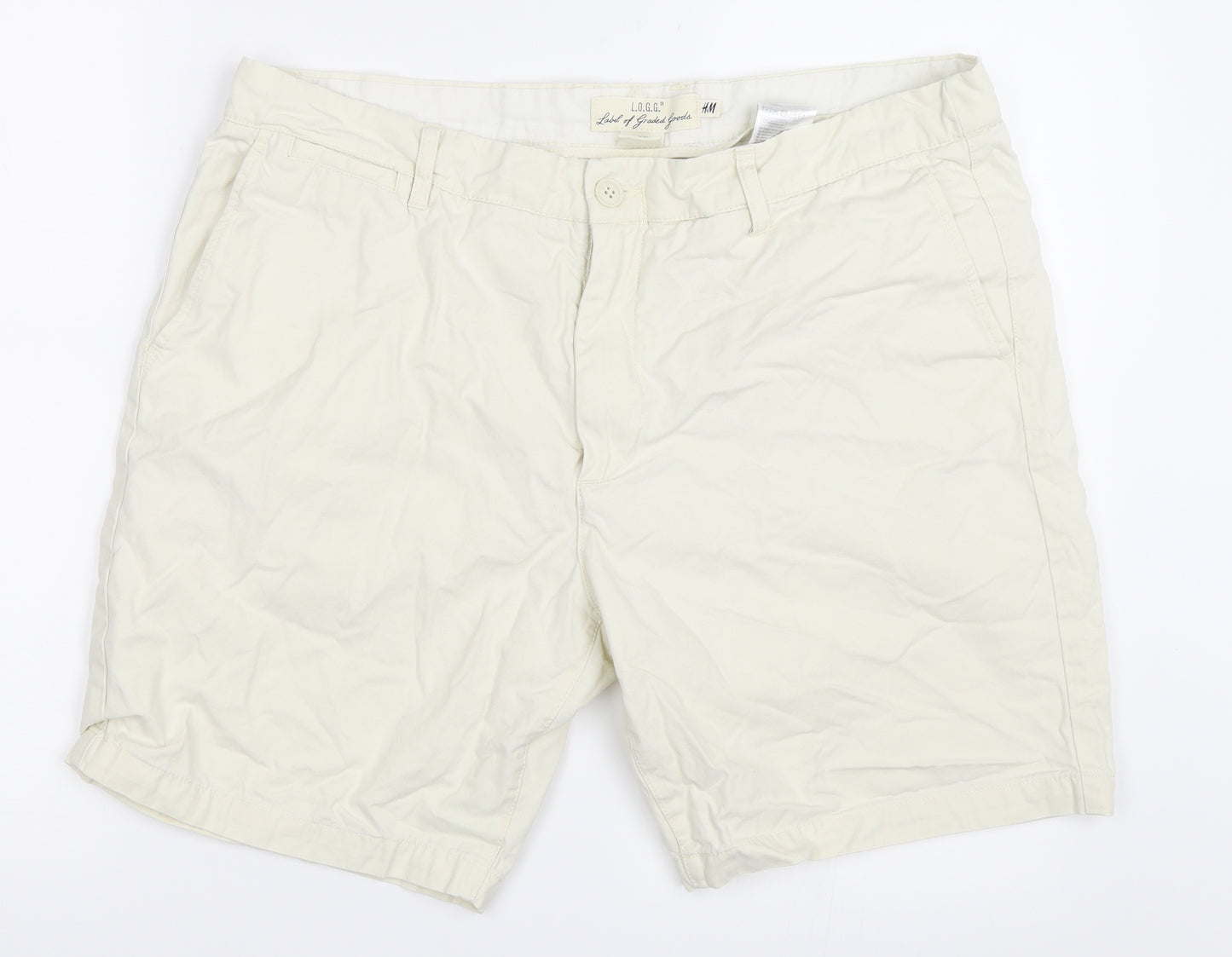 H&M Mens Ivory   Chino Shorts Size 36 in
