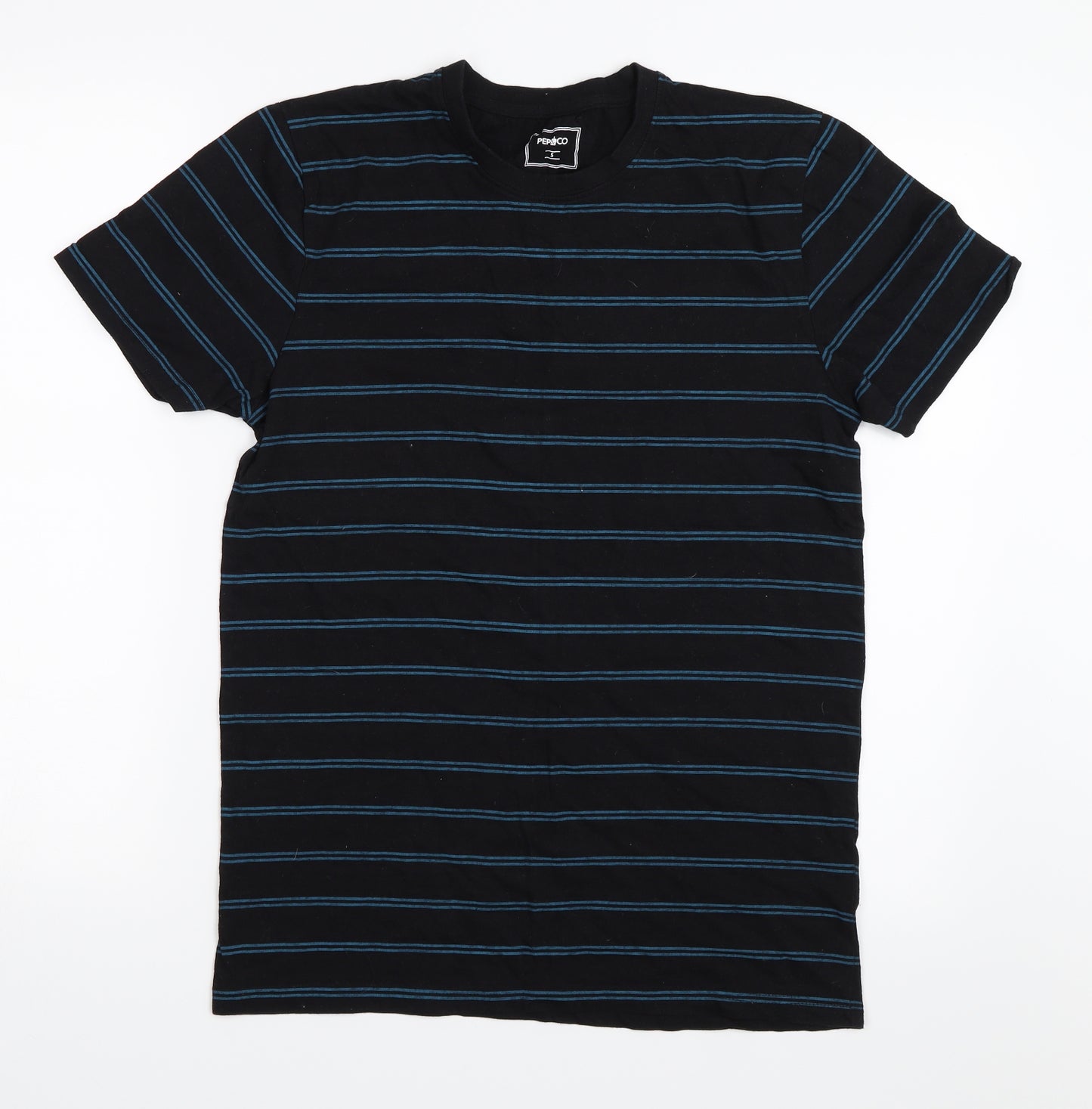 Pep&Co Mens Black Striped   T-Shirt Size S